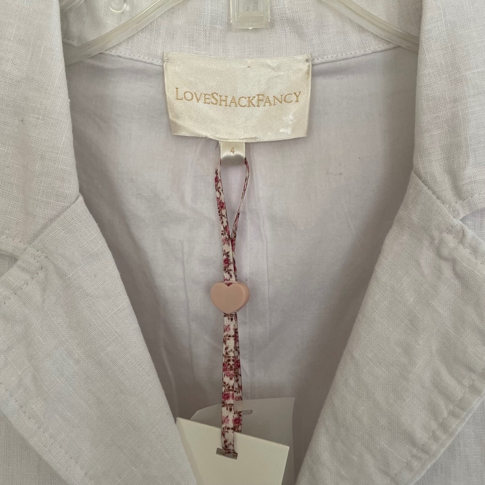 LoveShackFancy White‎ Linen Waistcoat Vest Button Front Tie Back Size 4 NEW - Picture 4 of 9
